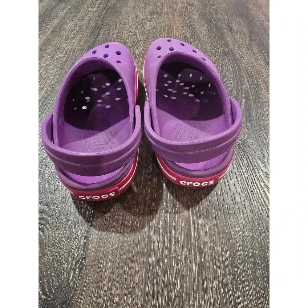 Crocs Kids Crocband Clogs Purple Pink Sporty Sandals Shoes Size J1